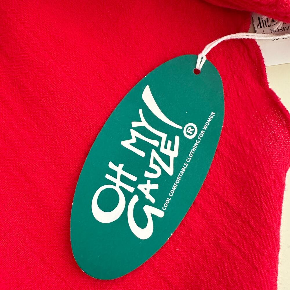OH MY GAUZE | Womens Asymmetrical Irene Tunic Top $75 NEW Size S/M Red Lagenlook - Picture 5 of 12
